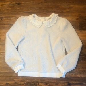 Janie and Jack White/Cream Fuzzy Long Sleeve Top Peter Pan Collar